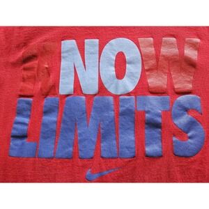 The Nike Tee Athletic Cut (KNOW) NO LIMITS Red Graphic Short Sleeve T-Shirt, Med